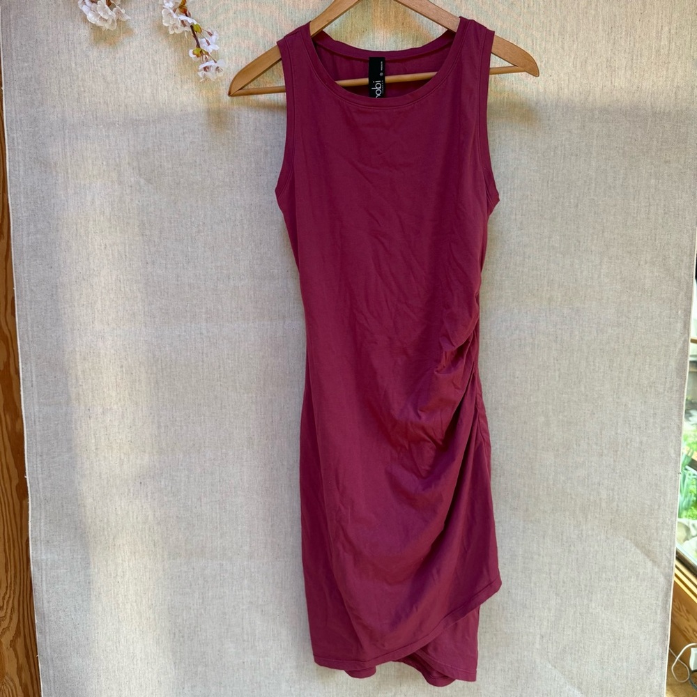 Revolve Bobi Shirred Side Mini Dress in raspberry red